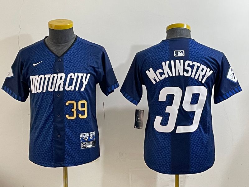 Youth 2025 Detroit Tigers #39 Mckinstry Blue City Edition Nike MLB Jersey style 3